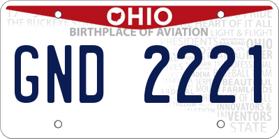 OH license plate GND2221