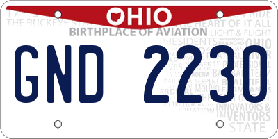 OH license plate GND2230
