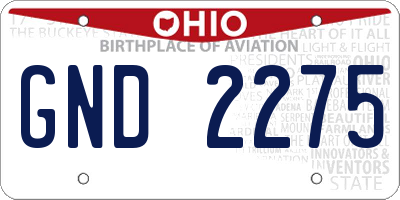 OH license plate GND2275