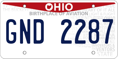 OH license plate GND2287