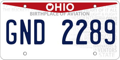 OH license plate GND2289