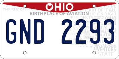 OH license plate GND2293