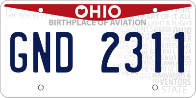 OH license plate GND2311