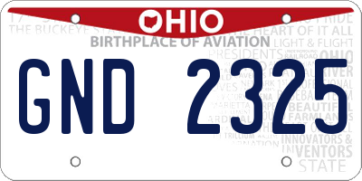 OH license plate GND2325