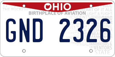 OH license plate GND2326
