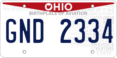 OH license plate GND2334