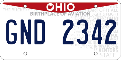 OH license plate GND2342