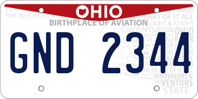 OH license plate GND2344