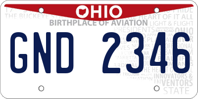 OH license plate GND2346