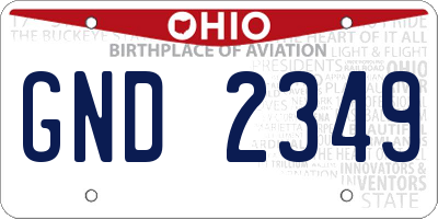 OH license plate GND2349