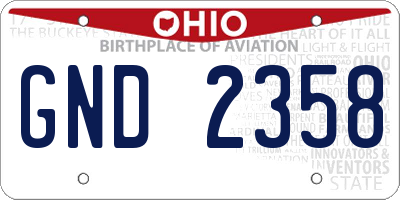 OH license plate GND2358