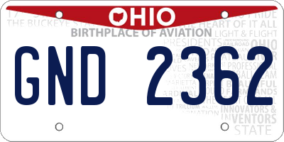 OH license plate GND2362