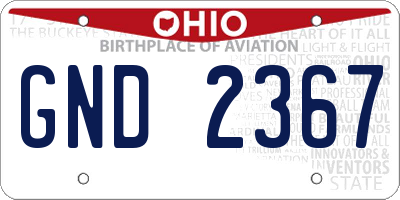 OH license plate GND2367