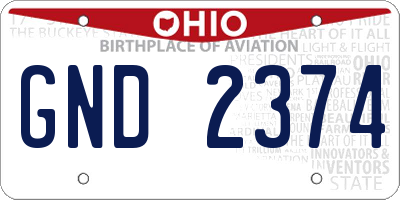 OH license plate GND2374