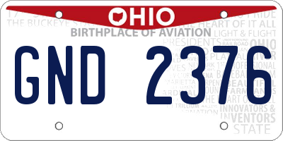 OH license plate GND2376
