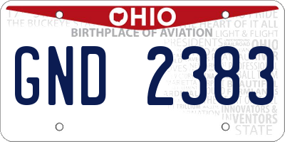 OH license plate GND2383