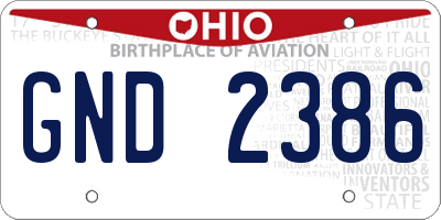 OH license plate GND2386