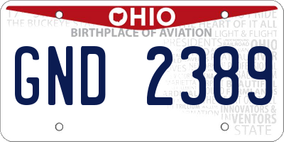 OH license plate GND2389