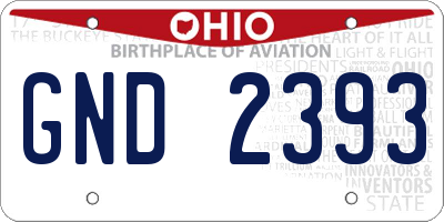 OH license plate GND2393