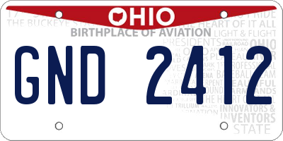 OH license plate GND2412