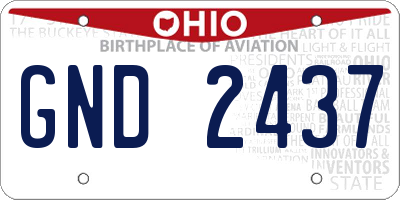 OH license plate GND2437