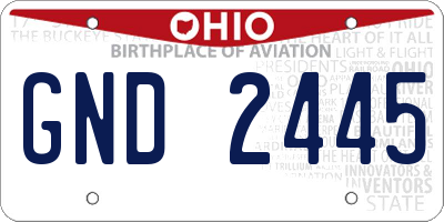 OH license plate GND2445
