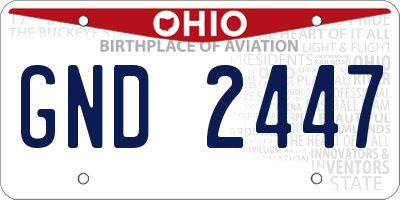 OH license plate GND2447