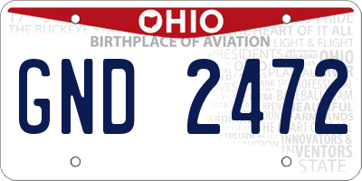 OH license plate GND2472
