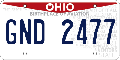 OH license plate GND2477