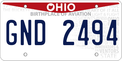 OH license plate GND2494