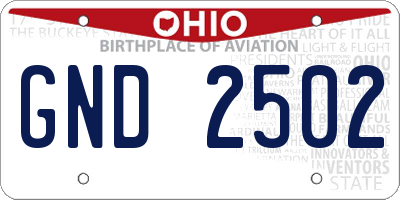 OH license plate GND2502