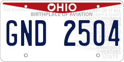 OH license plate GND2504