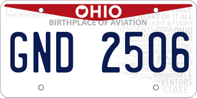 OH license plate GND2506