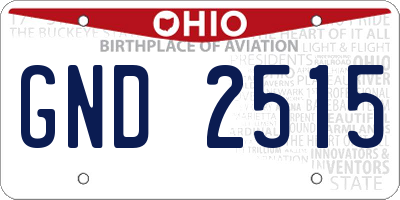 OH license plate GND2515
