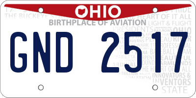 OH license plate GND2517