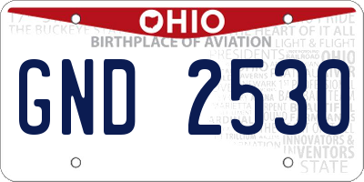 OH license plate GND2530