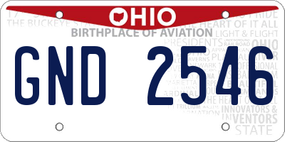 OH license plate GND2546
