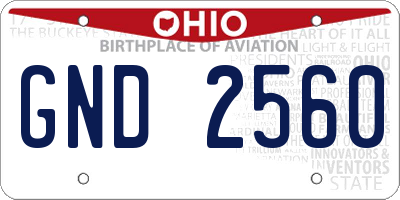 OH license plate GND2560