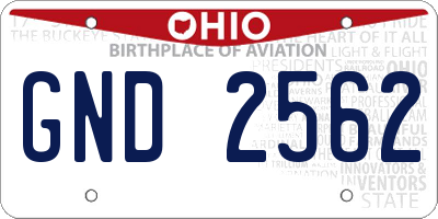OH license plate GND2562