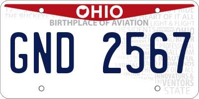 OH license plate GND2567