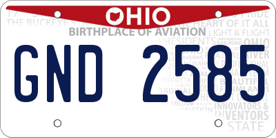 OH license plate GND2585