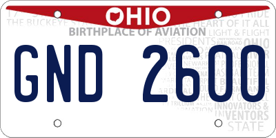 OH license plate GND2600