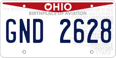 OH license plate GND2628