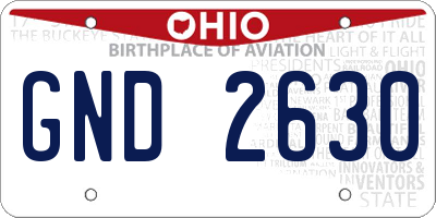 OH license plate GND2630