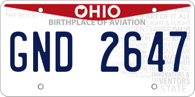 OH license plate GND2647