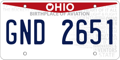 OH license plate GND2651