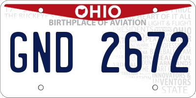 OH license plate GND2672