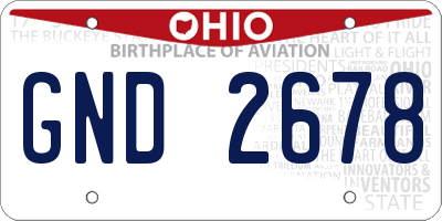 OH license plate GND2678