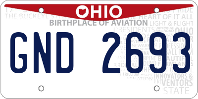 OH license plate GND2693