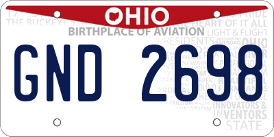 OH license plate GND2698
